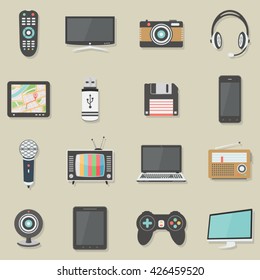 Home electronics icons set