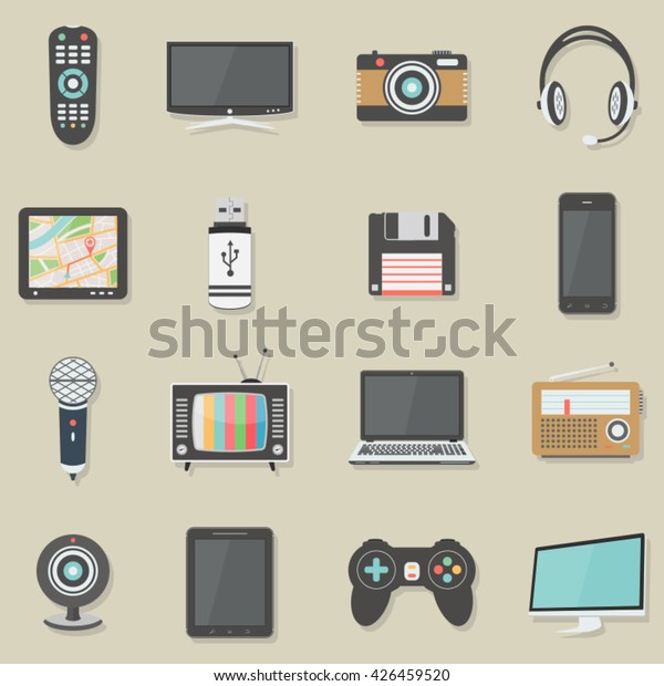 Home electronics icons\
set
