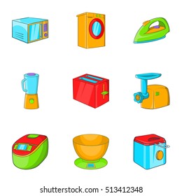 Home electronics icons set. Cartoon illustration of 9 home electronics vector icons for web