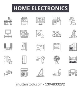 Home electronics line icon signs. Linear vector outline illustration set concept.