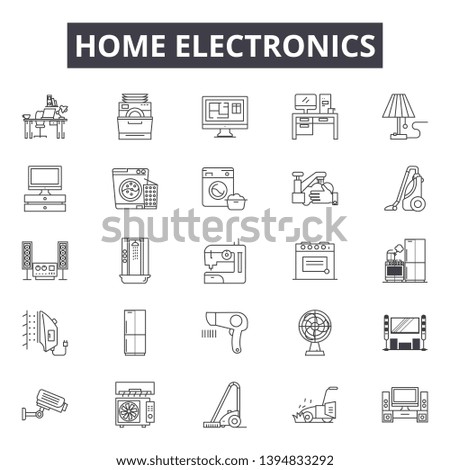 Home electronics line icon signs. Linear vector outline illustration set concept.