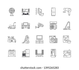 Home electronics line icons, signs, vector set, outline illustration concept 