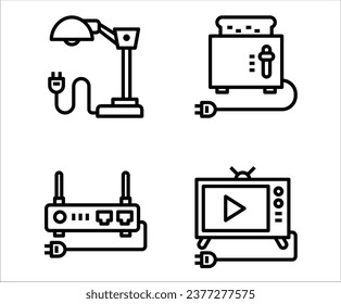 Icono de esquema de electrónica residencial sobre fondo blanco 