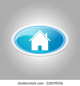 Home Elliptical Blue Vector Web Button Icon