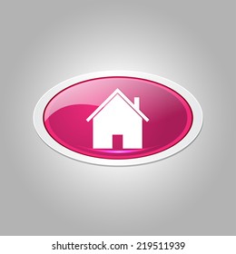 Home Elliptical Pink Vector Web Button Icon