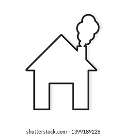 home emitting air pollution, smoke icon- vector illustration