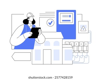 Home energy auditor isolated cartoon vector illustrations. Professional auditor checking a home energy use, contractor, repair service, household maintenance business vector cartoon.