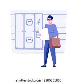 Home Energy Auditor Isolated Concept Vector Illustration. Professional Inspector Deals With Home Energy Audit, Private House Monitoring Process, Property Control Service Vector Concept.