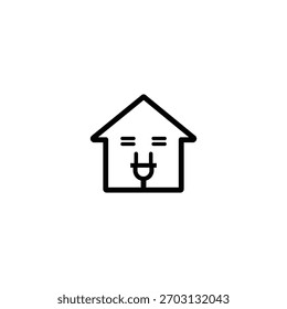 Startseite Energieeffizienz-Grafik mit Elektro-Stecker-Gesicht im Haus Symbol