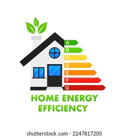 Home energy efficiency rating. Smart eco house improvement template. Abstract concept graphic certification system element. Energy chart for concept design. Business concept. Vector illustration