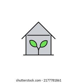 Icono de comentarios ecológicos de uso eficiente de la energía en el hogar. Ilustración vectorial de color de alta calidad.