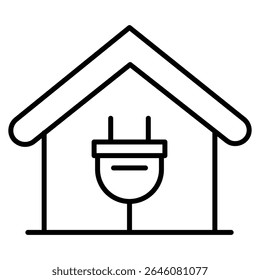 Home energy electric plug power supply icon concept for smart eco house electricity source connection vector illustration.