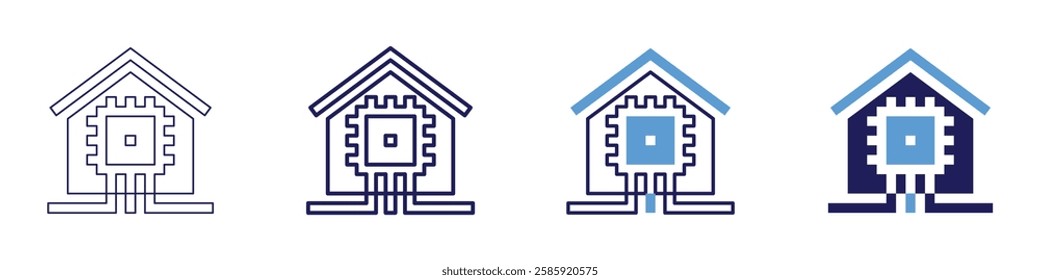 Home energy icon in 4 different styles. Thin Line, Line, Bold Line, Duotone. Duotone style. Editable stroke.