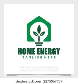 Home energy logo with a light bulb and a green logo