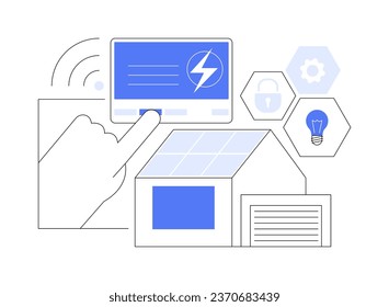 Home energy monitor abstract concept vector illustration. Man checking home energy using sensor, HVAC control, ecology industry, smart house technology, electricity level abstract metaphor.