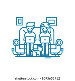 Home entertainment linear icon concept. Home entertainment line vector sign, symbol, illustration.