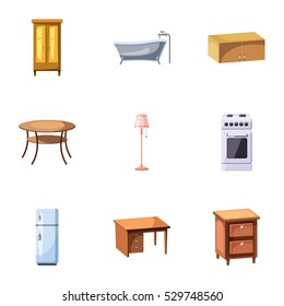 Home environment icons set. Cartoon illustration of 9 home environment vector icons for web