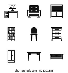 Home environment icons set. Simple illustration of 9 home environment vector icons for web