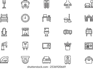 Home equipment icons collection is a vector illustration with editable stroke.