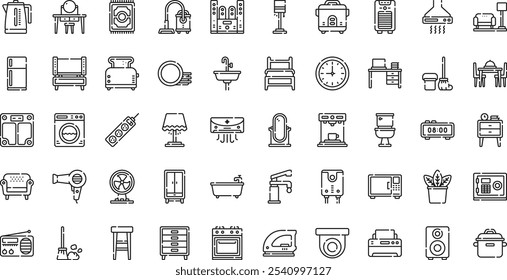 Home equipment icons High-Quality Vector Icons Collection with Editable Stroke. Ideal for Professional and Creative Projects.