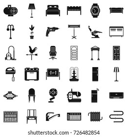 Home equipment icons set. Simple style of 36 home equipment vector icons for web isolated on white background