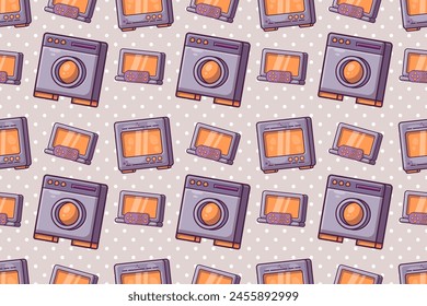 home equipment set seamless pattern vector illustration 