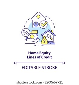 Home equity lines of credit concept icon. Building repair and improvement. Loans type abstract idea thin line illustration. Isolated outline drawing. Editable stroke. Arial, Myriad Pro-Bold fonts used