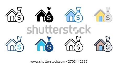 Home equity loan icon set multiple style collection 
