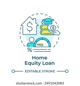 Home equity loan multi color concept icon. Real estate. College education mortgage. Round shape line illustration. Abstract idea. Graphic design. Easy to use in infographic, presentation