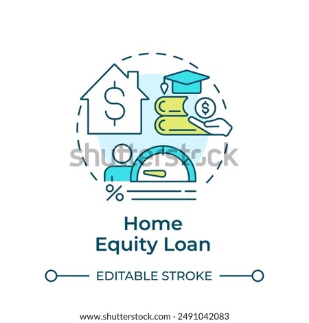 Home equity loan multi color concept icon. Real estate. College education mortgage. Round shape line illustration. Abstract idea. Graphic design. Easy to use in infographic, presentation