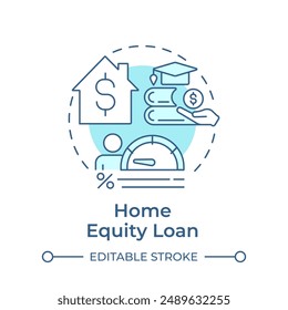 Home equity loan soft blue concept icon. Real estate. College education mortgage. Round shape line illustration. Abstract idea. Graphic design. Easy to use in infographic, presentation