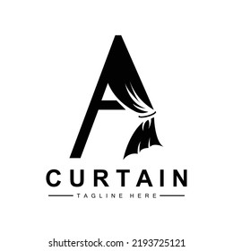 Home And Exhibition Curtain Logo Design, Building Decoration Vector Illustration