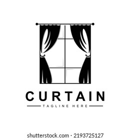 Home And Exhibition Curtain Logo Design, Building Decoration Vector Illustration