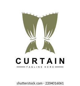 Home And Exhibition Curtain Logo Design, Building Decoration Vector Illustration