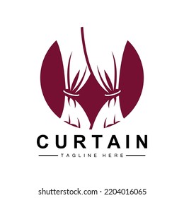 Home And Exhibition Curtain Logo Design, Building Decoration Vector Illustration