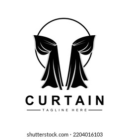 Home And Exhibition Curtain Logo Design, Building Decoration Vector Illustration