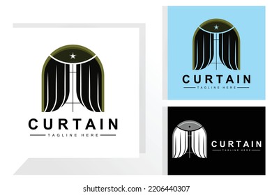 Home And Exhibition Curtain Logo Design, Building Decoration Vector Illustration