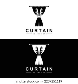Home And Exhibition Curtain Logo Design, Building Decoration Vector Illustration