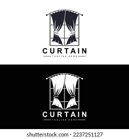 Home And Exhibition Curtain Logo Design, Building Decoration Vector Illustration