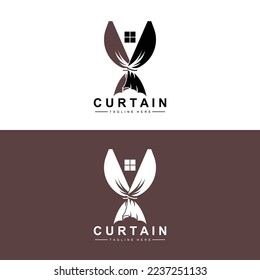 Home And Exhibition Curtain Logo Design, Building Decoration Vector Illustration