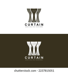 Home And Exhibition Curtain Logo Design, Building Decoration Vector Illustration