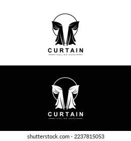 Home And Exhibition Curtain Logo Design, Building Decoration Vector Illustration