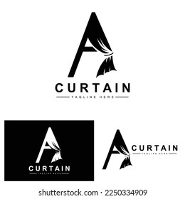 Home And Exhibition Curtain Logo Design, Building Decoration Vector Illustration