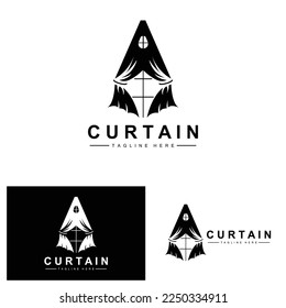 Home And Exhibition Curtain Logo Design, Building Decoration Vector Illustration