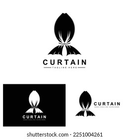 Home And Exhibition Curtain Logo Design, Building Decoration Vector Illustration