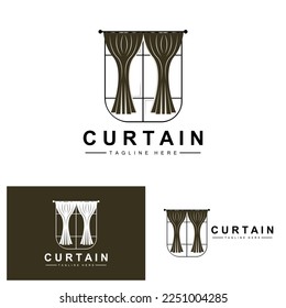Home And Exhibition Curtain Logo Design, Building Decoration Vector Illustration