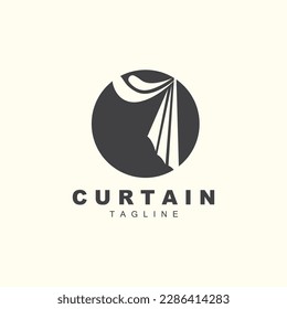 Home And Exhibition Curtain Logo Design, Building Decoration Vector Illustration