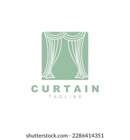 Home And Exhibition Curtain Logo Design, Building Decoration Vector Illustration