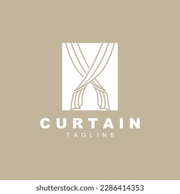 Home And Exhibition Curtain Logo Design, Building Decoration Vector Illustration