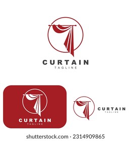Home And Exhibition Curtain Logo Design, Building Decoration Vector Illustration
